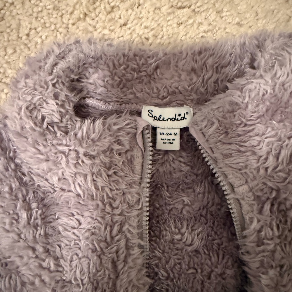 Splendid Lavender Faux Fur Puffer Jacket for Kids
